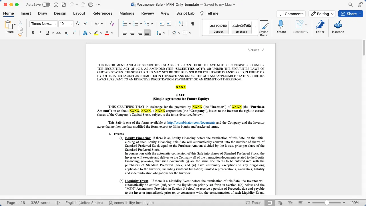 Open template in word